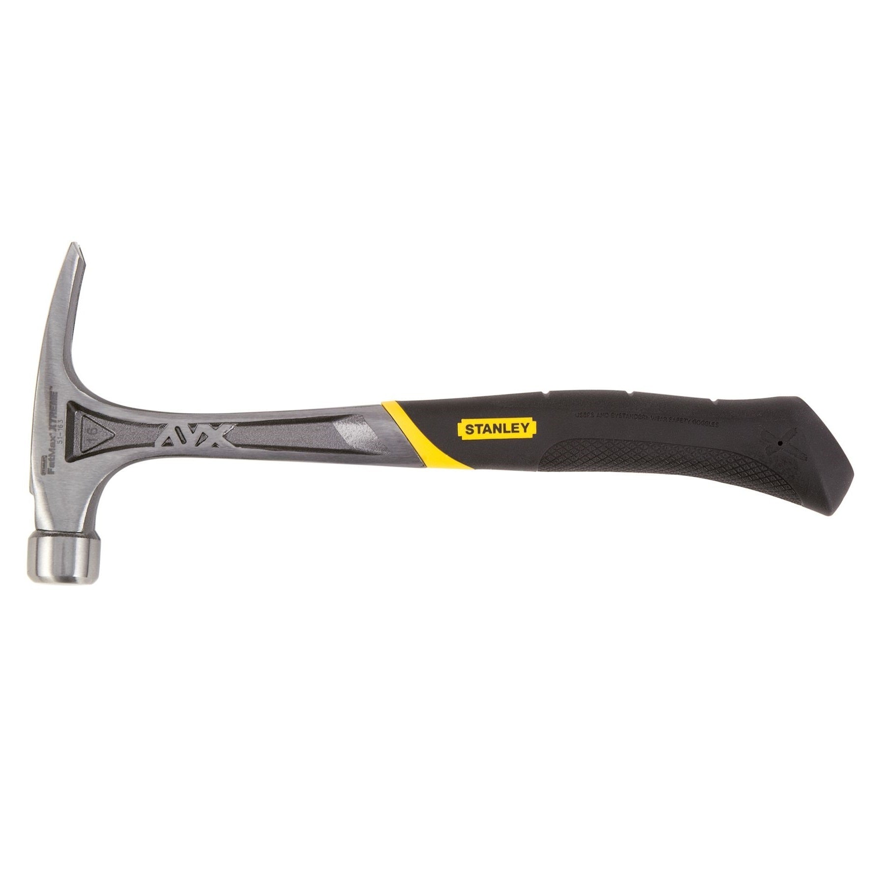 Stanley FatMax AntiVibe framing hammer one piece steel construction rip claw black rubber grip yellow accent contractor tool GutterAll Damascus Oregon