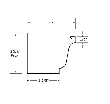 GutterAll.com Diagram of 5-inch K-Style gutter dimensions