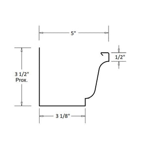 GutterAll.com Diagram of 5-inch K-Style gutter dimensions