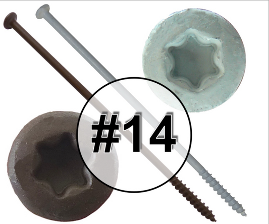 7 inch #14 star drive gutter screws in white and brown ceramic finishes