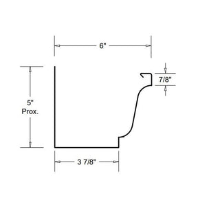 GutterAll.com Technical diagram of 6-inch K-Style gutter dimensions