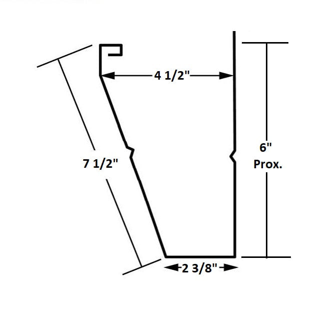 GutterAll.com Diagram of 5 inch fascia style gutter dimensions