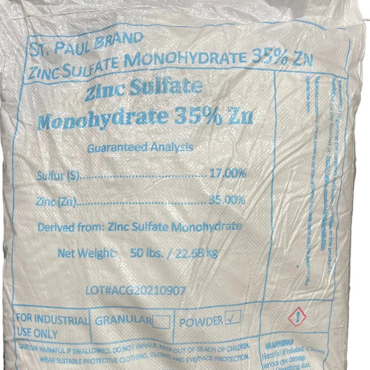 St. Paul Brand Zinc Sulfate Monohydrate 35% Zn powder 50 lb bag industrial moss control roof gutter treatment GutterAll Damascus Oregon