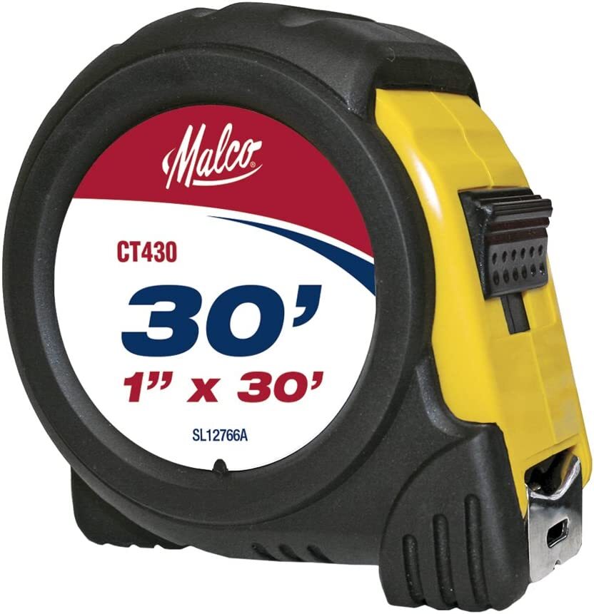Malco CT430 tape measure 1 inch by 30 foot non-magnetic blade rubber housing professional measuring tool GutterAll Damascus Oregon