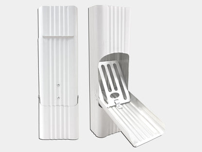 3x4 corrugated aluminum downspout cleanout hinged access door slotted design debris removal GutterAll Damascus Oregon