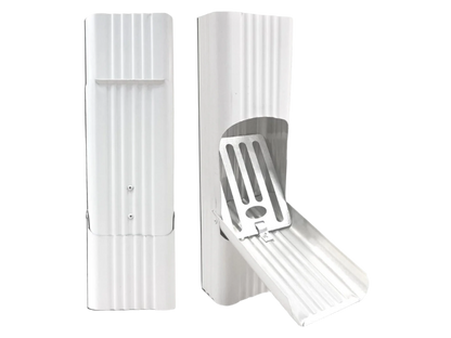 3x4 corrugated aluminum downspout cleanout hinged access door slotted design debris removal GutterAll Damascus Oregon