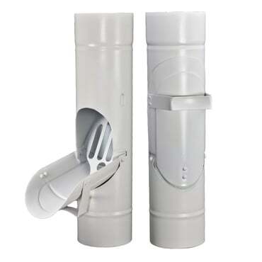 Euro Enclosed Cleanout aluminum downspout debris access system with flip-out strainer basket 3.1 inch 4 inch 7 colors powder coated GutterAll Damascus Oregon