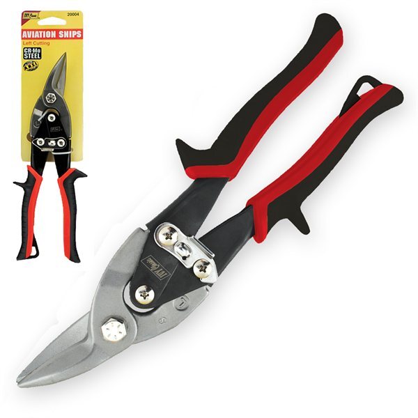 10 in left cut aviation snips with red handles GutterAll Damascus Oregon