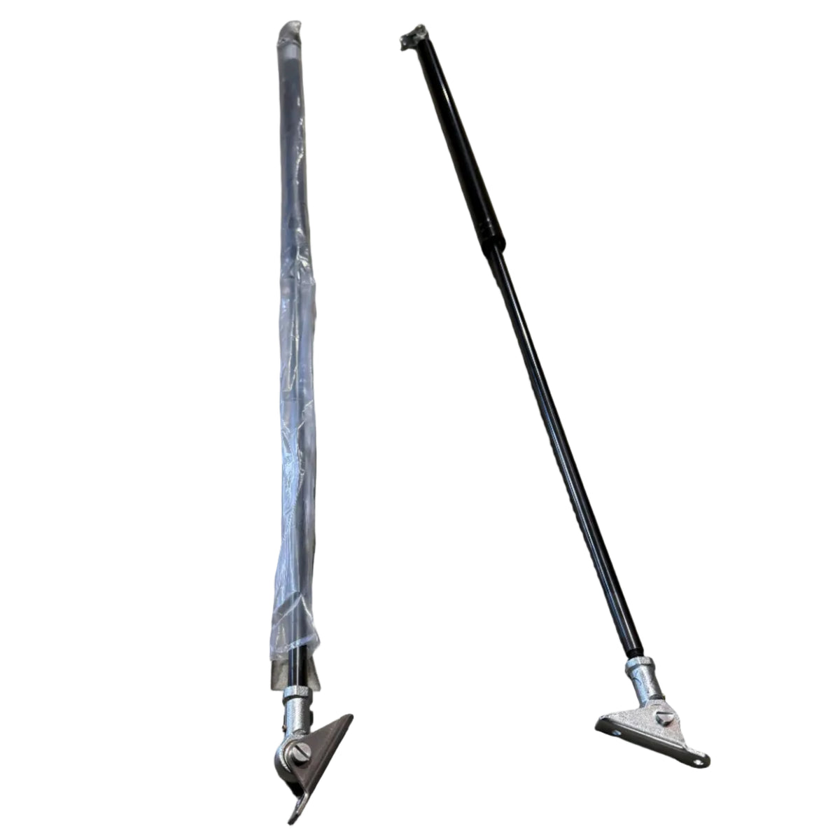 Pair of heavy-duty gas struts with mounting brackets for lift-up enclosed trailer door conversion GutterAll Damascus Oregon
