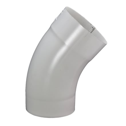 Euro 40 Degree Smooth Round Elbow in white - classic European downspout angle