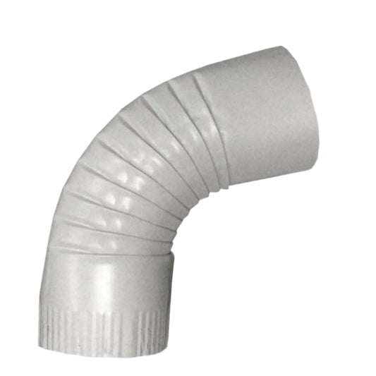 2 inch round aluminum downspout elbow 75 degree white smooth profile corrugated crimp ends professional tight space gutter fitting rust free lightweight - GutterAll Damascus Oregon