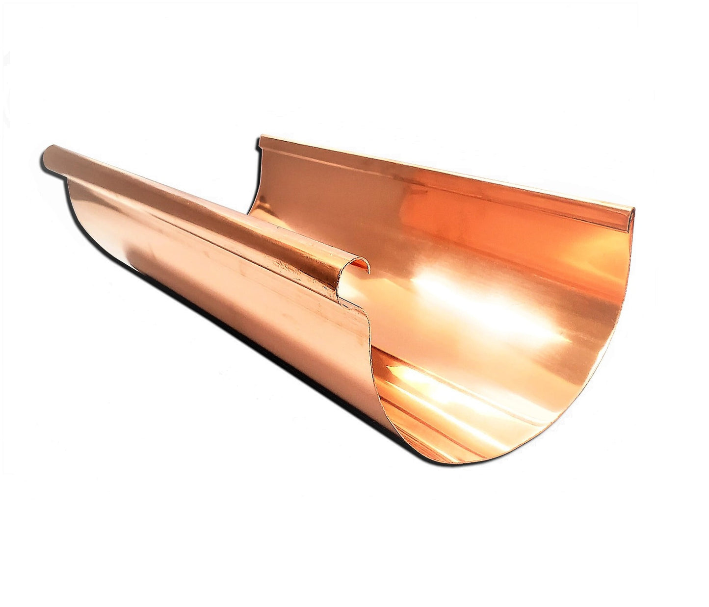 GutterAll.com Copper half-round 6-inch Half-Round Style Gutter showcasing traditional design perfect for historic homes, available in copper and aluminum finishes