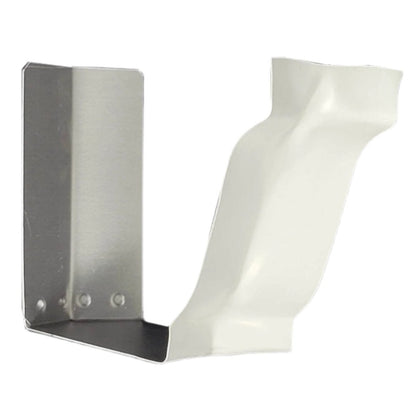 Professional 7K 45 degree bay miter corner showing aluminum construction with mounting holes for K-style gutter systems bay window installation