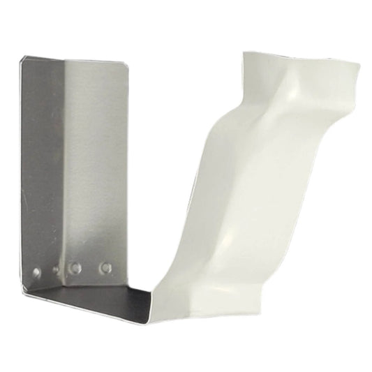 Professional 7K 45 degree bay miter corner showing aluminum construction with mounting holes for K-style gutter systems bay window installation