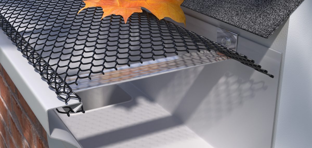 E-Z Lock Premium Gutter Guard with black finish and diamond pattern for debris protection.