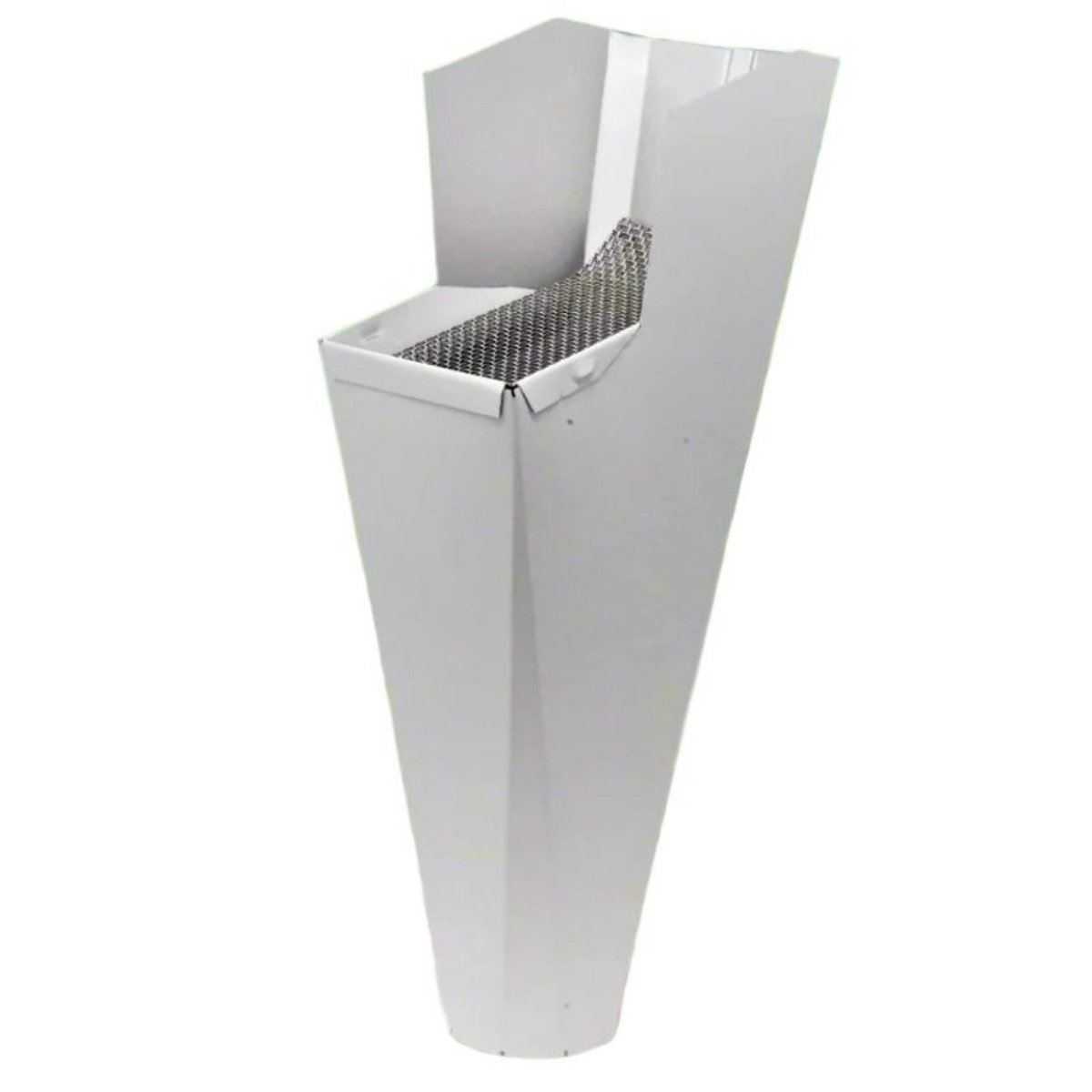 White GutterAll downspout cleanout screen with built-in debris filter.