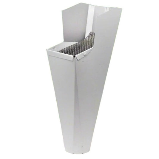 White GutterAll downspout cleanout screen with built-in debris filter.