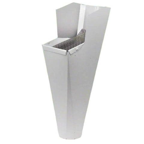 White GutterAll downspout cleanout screen with built-in debris filter.