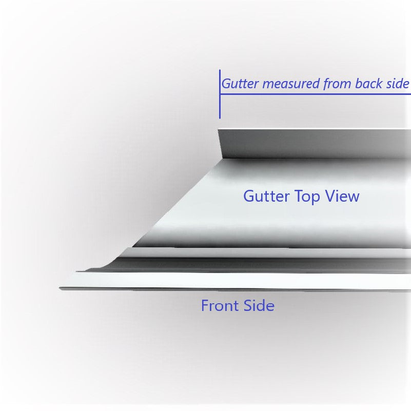 GutterAll.com Side view of K-style gutter with measurement