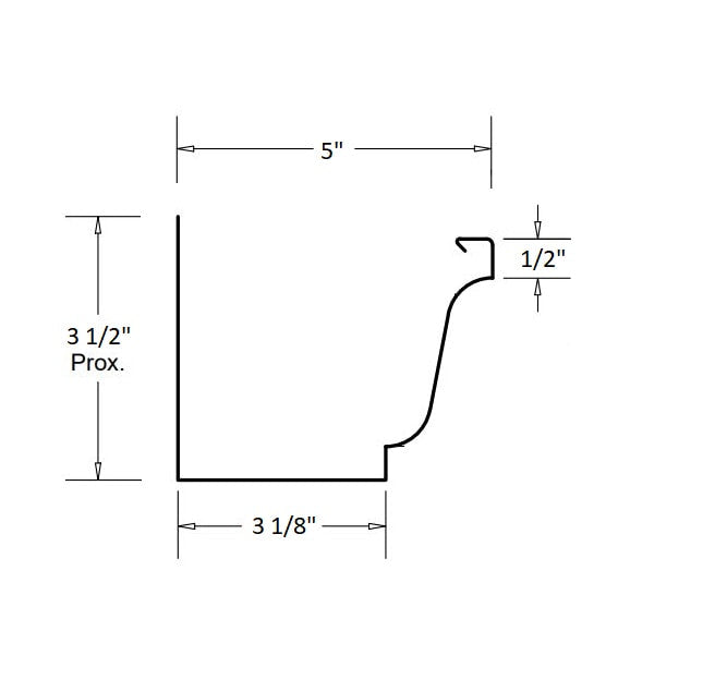 GutterAll.com Diagram of 5-inch K-style gutter dimensions