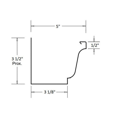 GutterAll.com Diagram of 5-inch K-style gutter dimensions