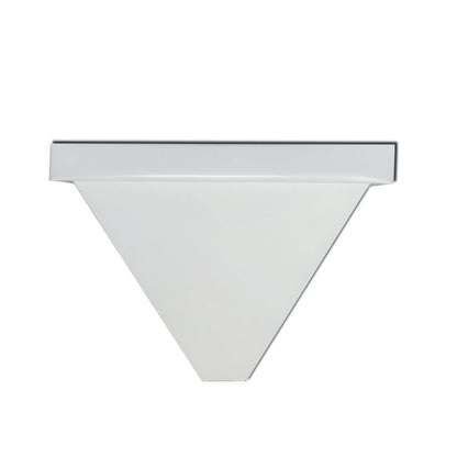 White aluminum leader head for gutters, durable and efficient design.