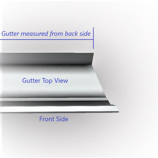 GutterAll.com Top view of gutter with measurement from back