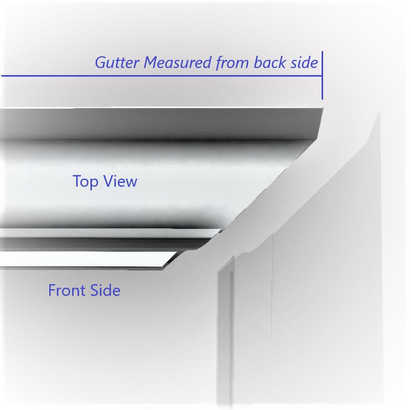 GutterAll.com Gutter top view showing front and back measurements