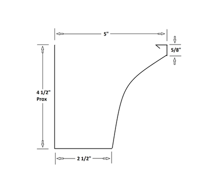 GutterAll.com Spanish Curved Style Gutter specifications - detailed dimensions and installation measurements for 5-inch system