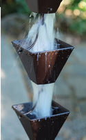 Bronze Square Rain Chain Cup showing modern design and premium finish, perfect as a decorative downspout alternative