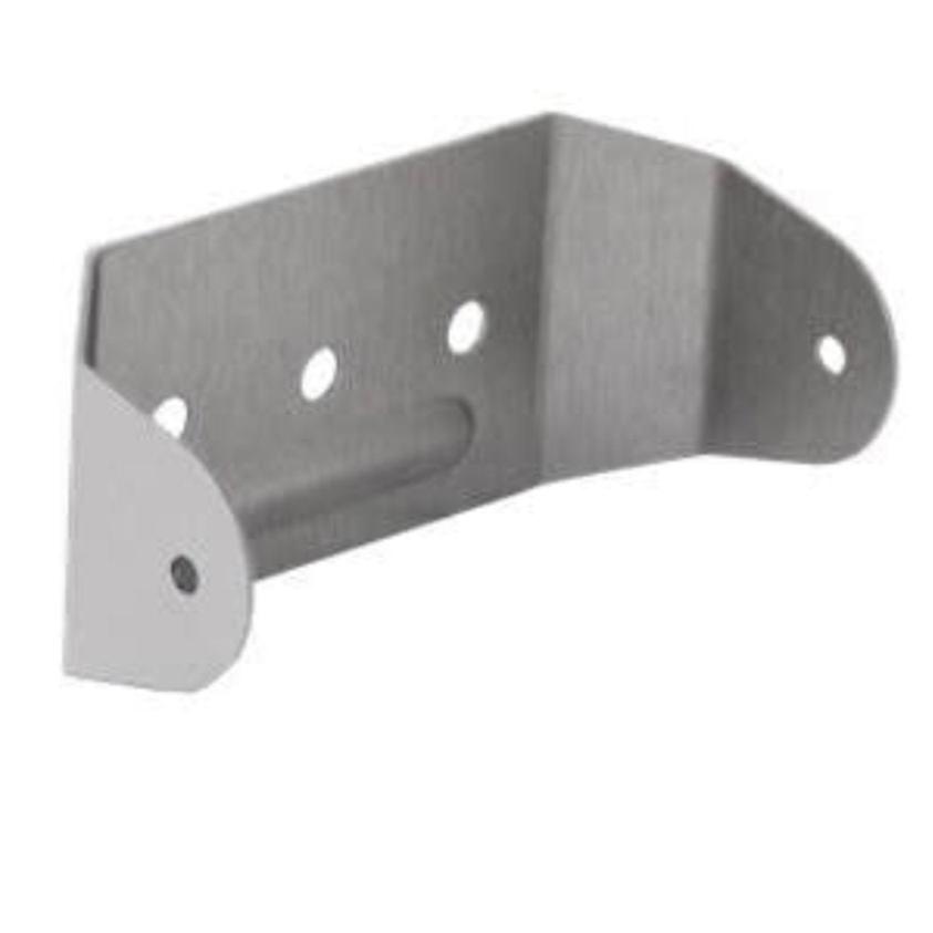 Aluminum downspout clip bracket with pre-drilled holes for secure mounting.