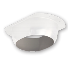 4-inch oval gutter outlet in white aluminum for K-style downspouts.
