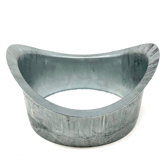 4-inch half round aluminum gutter outlet for downspout connection.