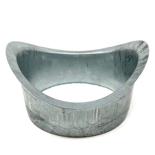 4-inch half round aluminum gutter outlet for downspout connection.