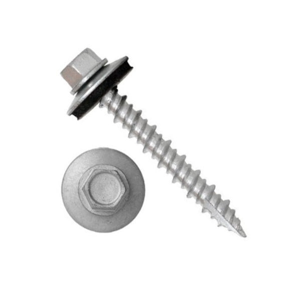 #12 x 3 in. Hex Head with Washer Screw SILVER (Bag of 250)