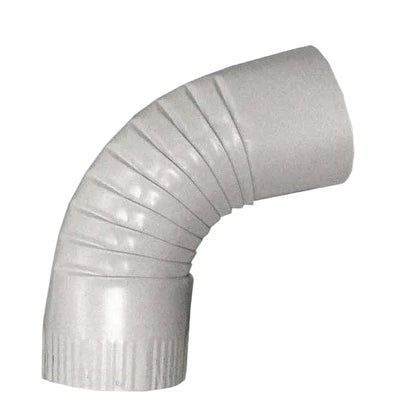 4 inch round aluminum downspout elbow 75 degree corrugated ribbed finish professional grade powder coated gutter bend fitting - GutterAll Damascus Oregon