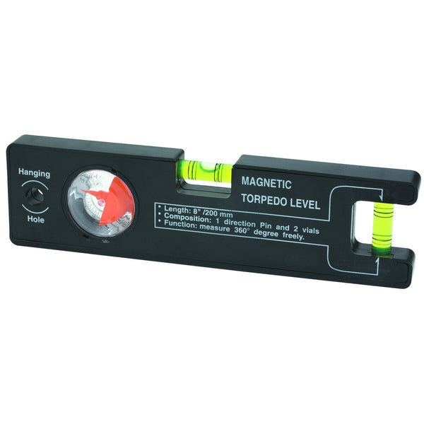 8" Magnetic Torpedo Level With Angle Finder