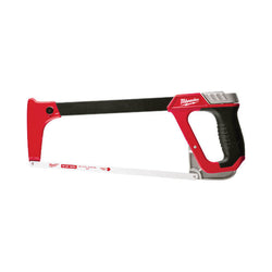 Milwaukee 12-inch professional high tension hacksaw with ergonomic handle.