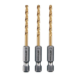 1/8" Impact Hex Shank Titanium Drill Bit Set, 3 Piece