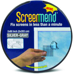 Screenmend silver-gray screen repair patch for quick DIY fixes.