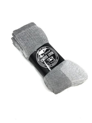 Premium gray merino wool socks 3-pack with moisture-wicking technology.