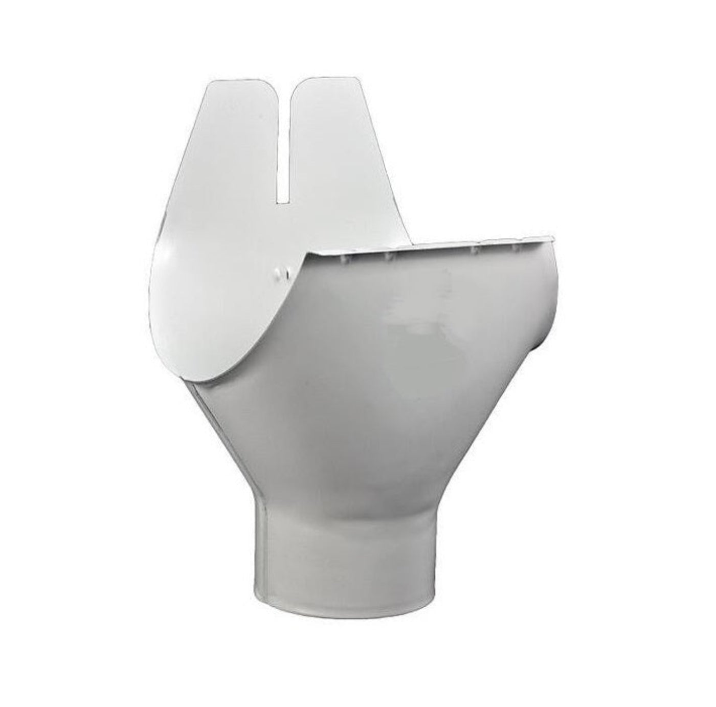 Professional grade half round gutter outlet with star design in white finish.