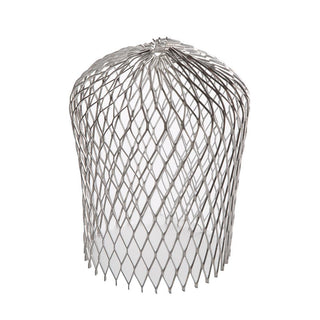 Expandable aluminum mesh downspout strainer for gutter debris protection.