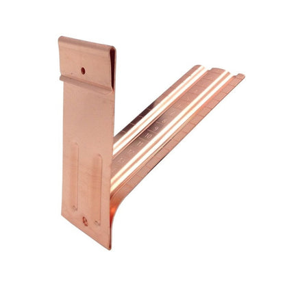 Copper gutter spacer bracket for 5-inch K-style gutters, durable and weather-resistant.