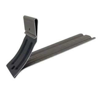 Professional-grade black gutter spacer bracket for half-round gutters.