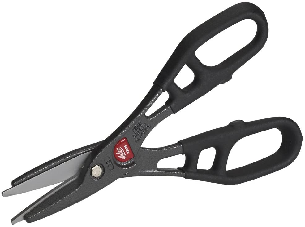 Malco aluminum snip with gripped handles and precision cutting blades.