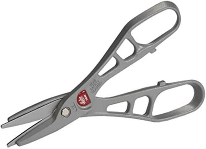 Malco aluminum snip with open-loop handles and straight cutting blades.