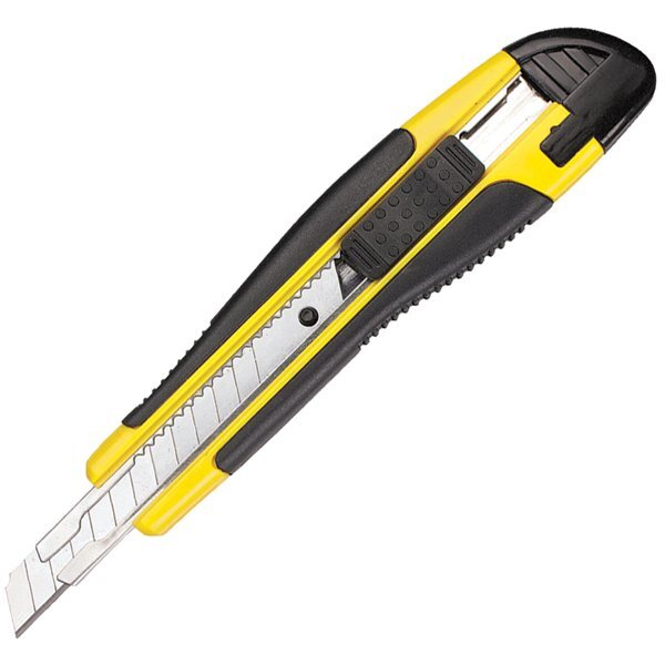 Ivy Self-Loc Break Away Knife with yellow and black ergonomic handle.