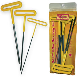 Packaged Ivy T-Bar Hex Key Set with 9-1/2 inch tools in yellow handles.