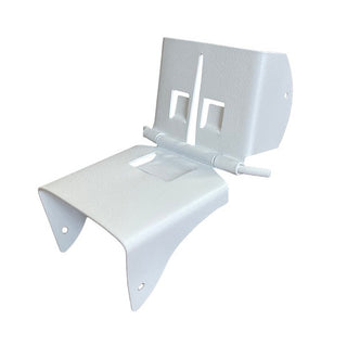 White galvanized downspout hinge for 2x3/3x4 gutter systems, professional grade.